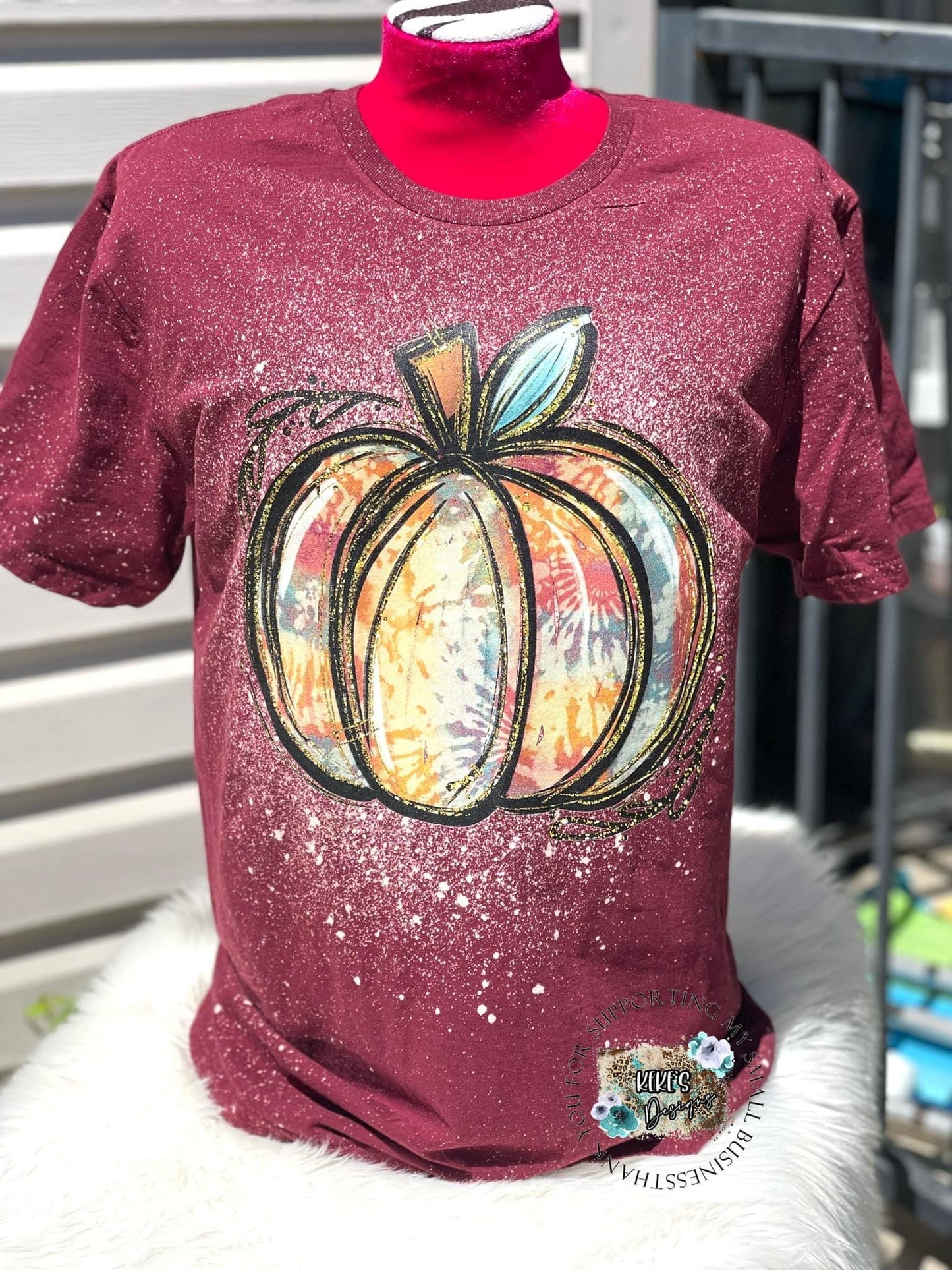Maroon Bleached Pumpkin Tshirt