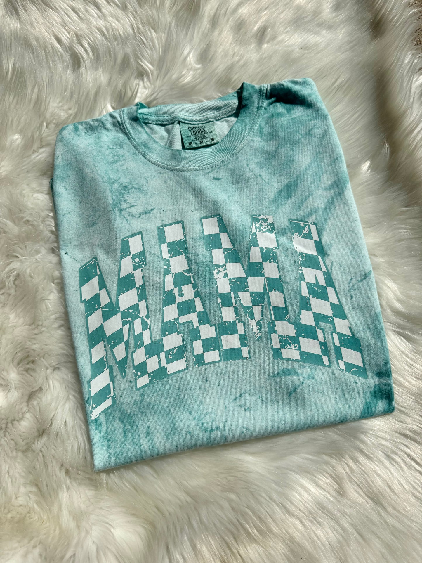 Mama Checkered Splatter Tee