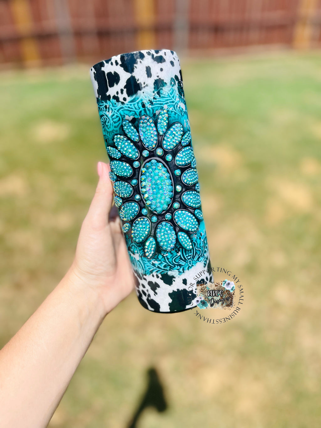 Rhinestone Turquoise & Cowhide