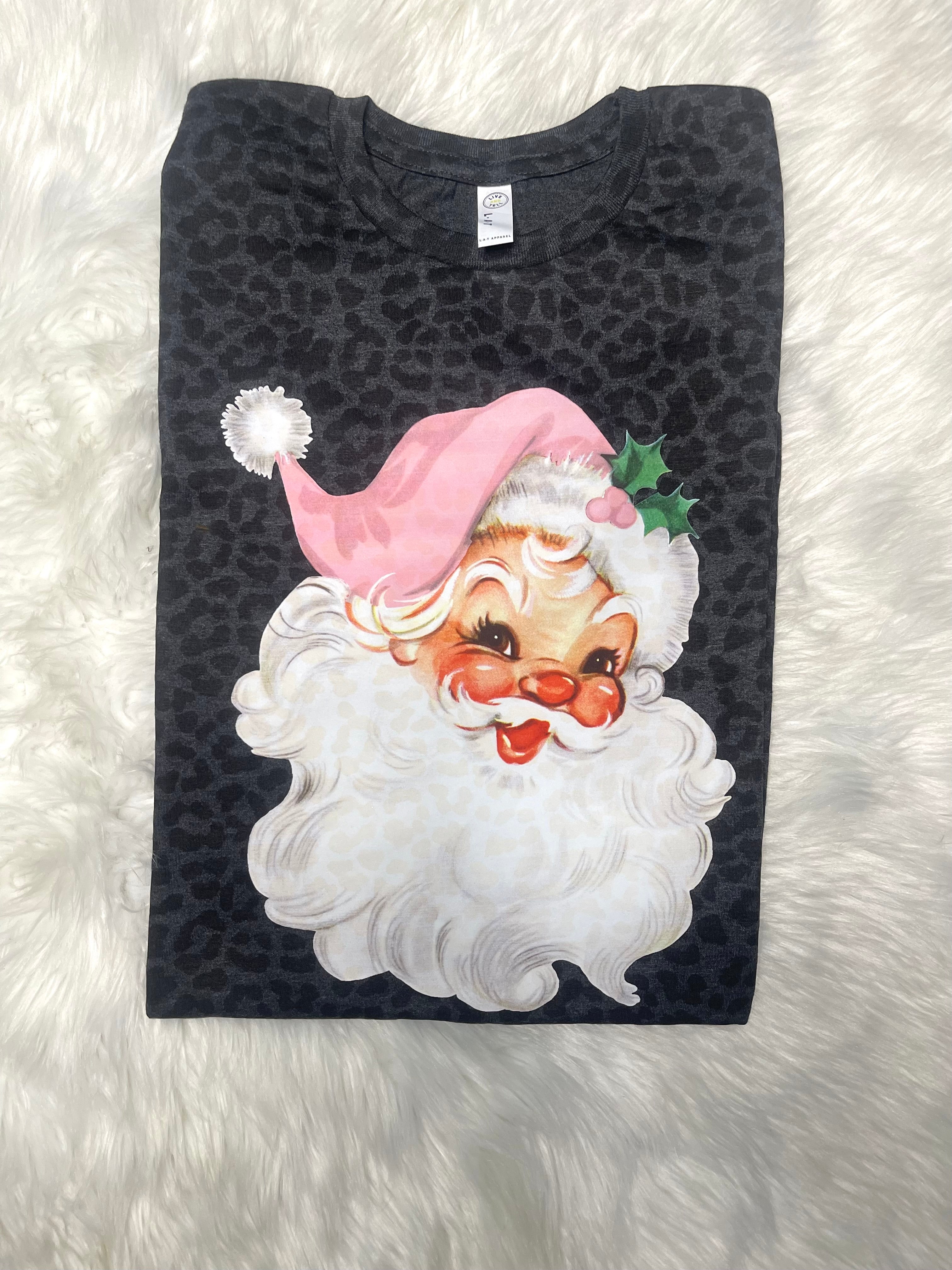 Pink Santa Leopard Tshirt
