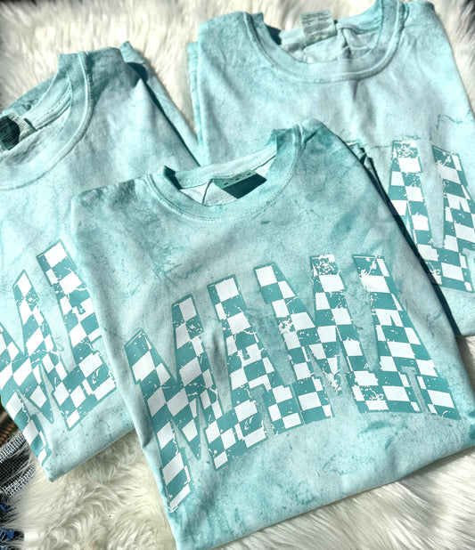 Mama Checkered Splatter Tee