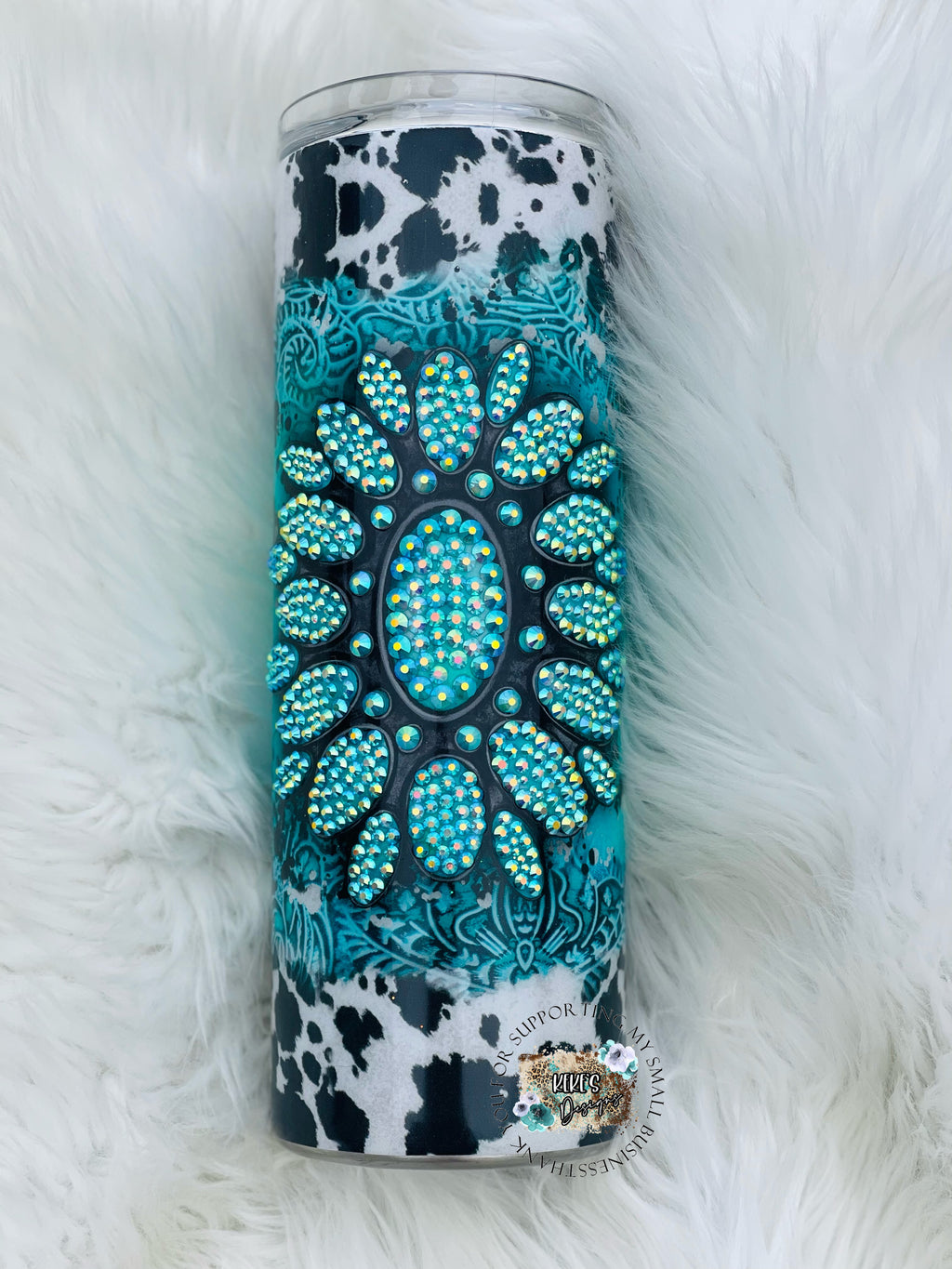 Rhinestone Turquoise & Cowhide