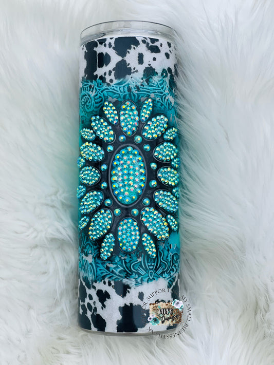 Rhinestone Turquoise & Cowhide