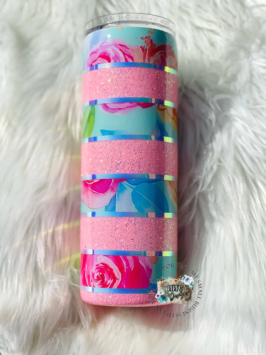 Pretty Pink Floral Stripes
